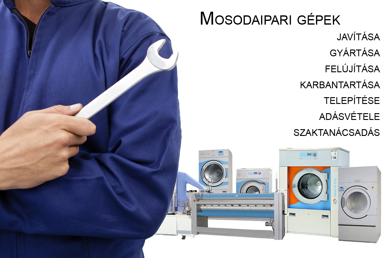 Mosodaipari gépek javítása, gyártása, felújítása, karbantartása, telepítése, adásvétele